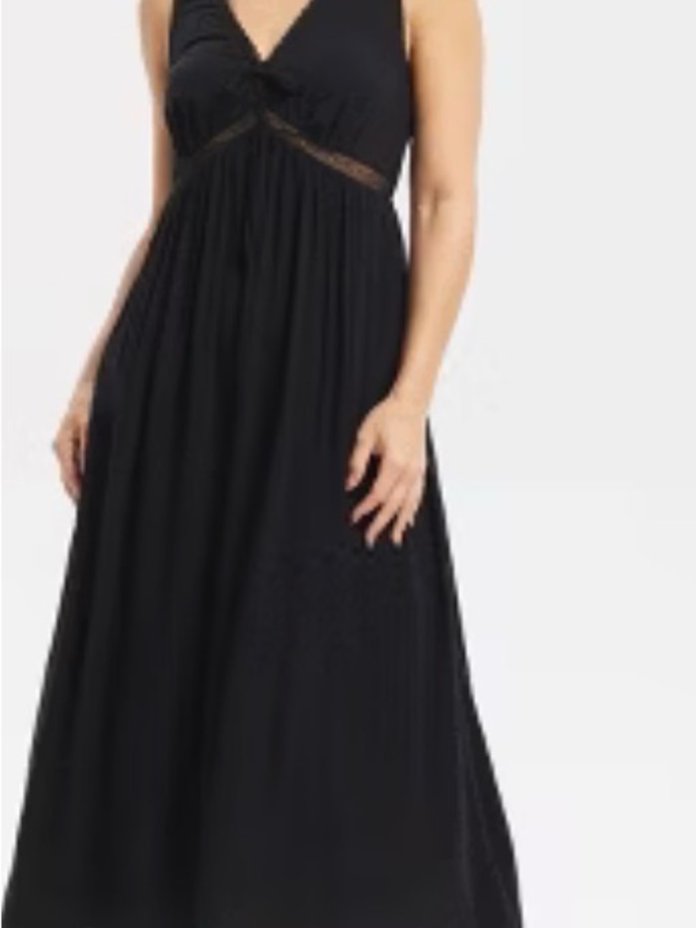 TARGET Black V-Neck Maxi Dress with Lace Trim - Women's